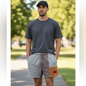CHNGE Men's Gray and Brown Athletic Shorts